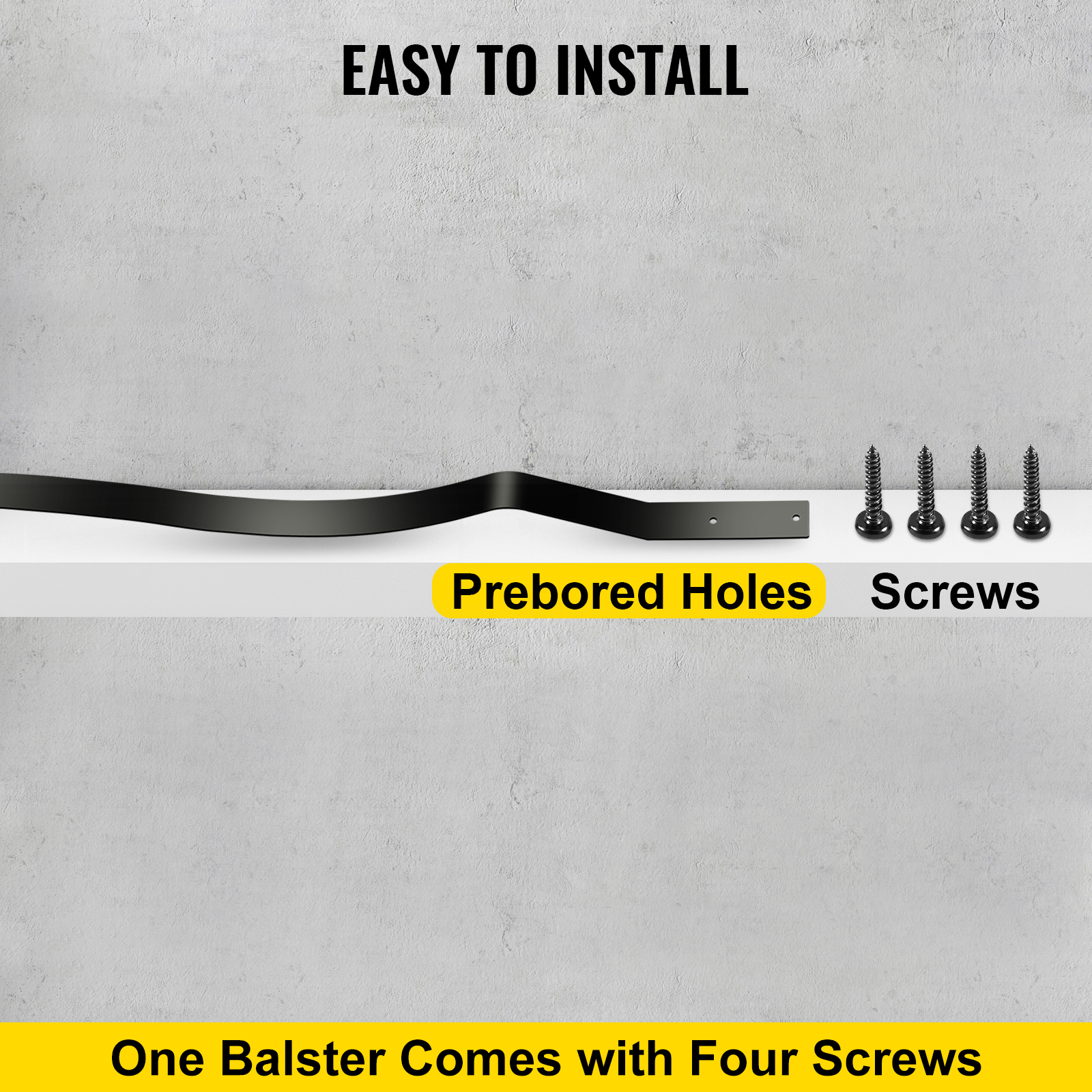 VEVOR deck balusters with pre-bored holes and screws for easy installation.