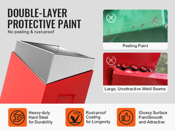 VEVOR ballast box with double-layer protective paint, heavy-duty steel, and rust-proof coating.