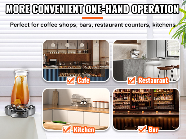 VEVOR glass rinser perfect for cafes, restaurants, bars, and kitchens with one-hand operation.