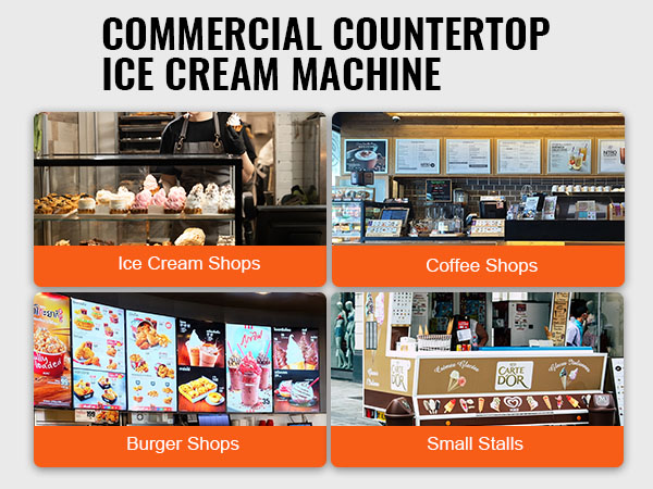 VEVOR commercial ice cream machine for ice cream shops, burger shops, coffee shops, bars, small stalls.