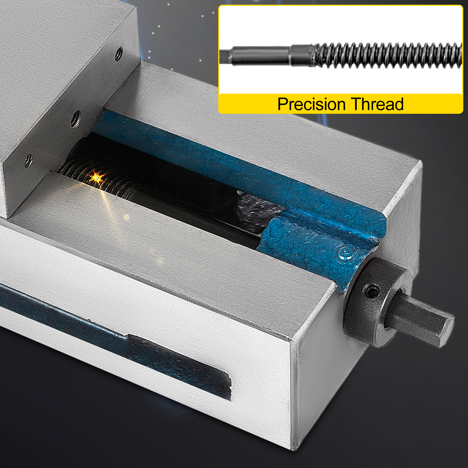 VEVOR milling vise with precision thread and robust steel construction.