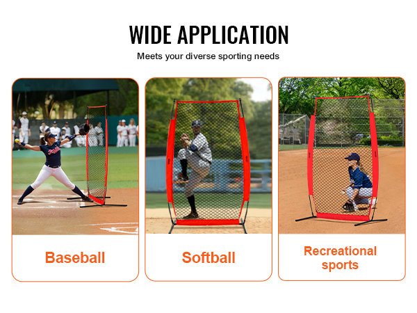 wide application of VEVOR batting cage screen for baseball, softball, and recreational sports uses.