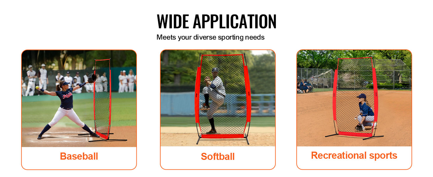 wide application of VEVOR batting cage screen for baseball, softball, and recreational sports uses.