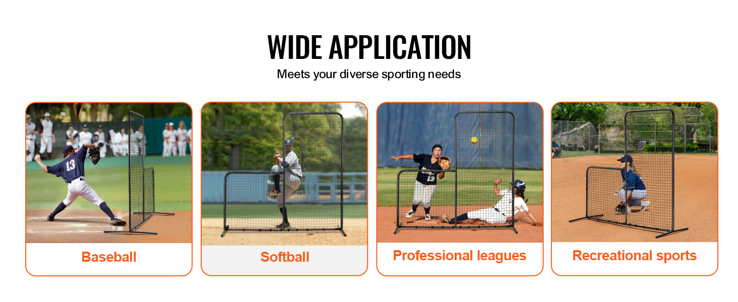VEVOR baseball batting cage screen for baseball, softball, professional leagues, and recreational sports.