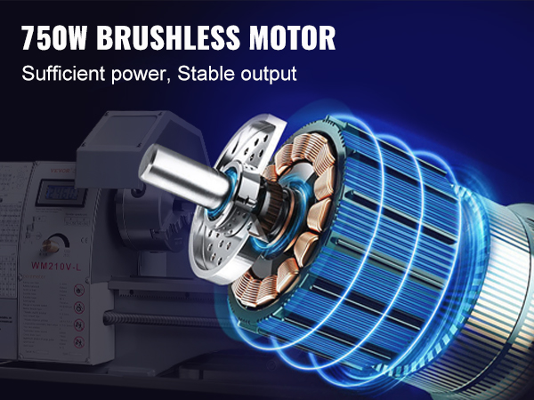 VEVOR metalo tekinimo stakles su 750w brushless variklis pakankamos galios ir stabili produkcijos.