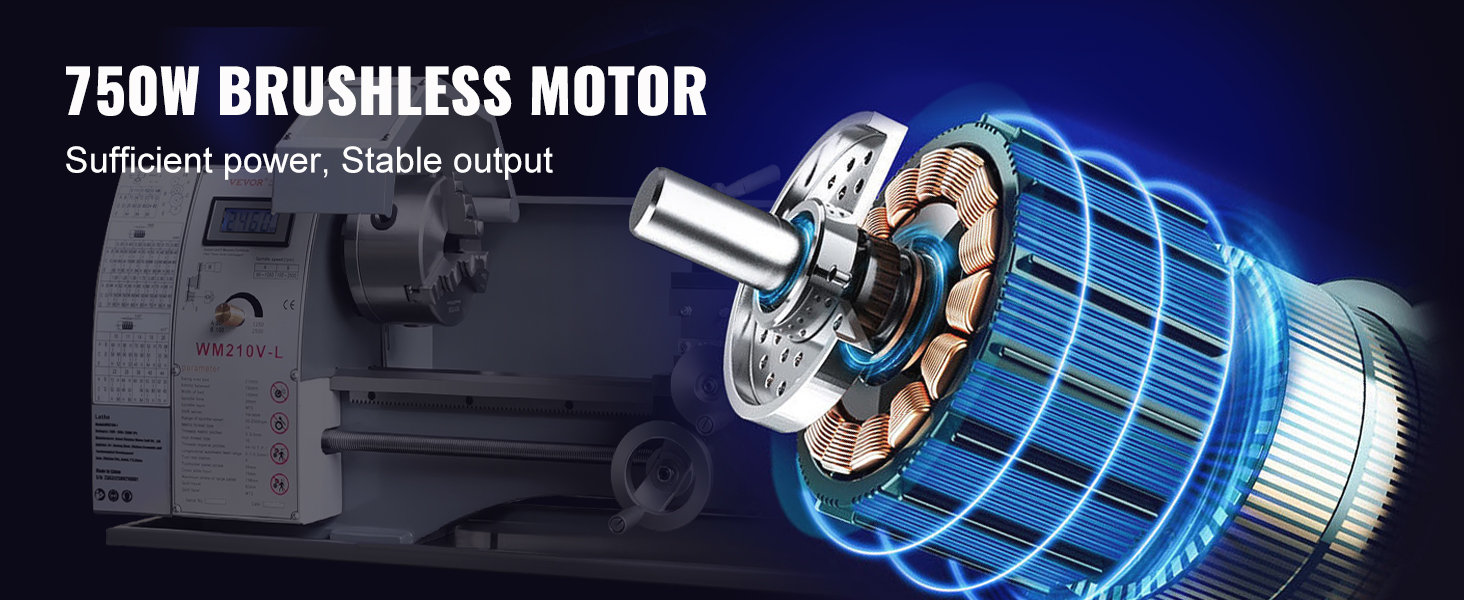 VEVOR metalo tekinimo stakles su 750w brushless variklis pakankamos galios ir stabili produkcijos.