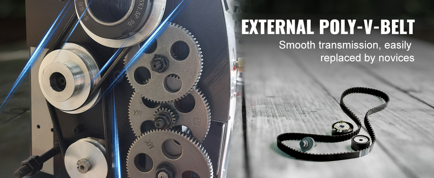 VEVOR metalo tekinimo stakles su išorės poly-v diržas, sklandų pavarų dėžė, lengva pakeisti naujokai.