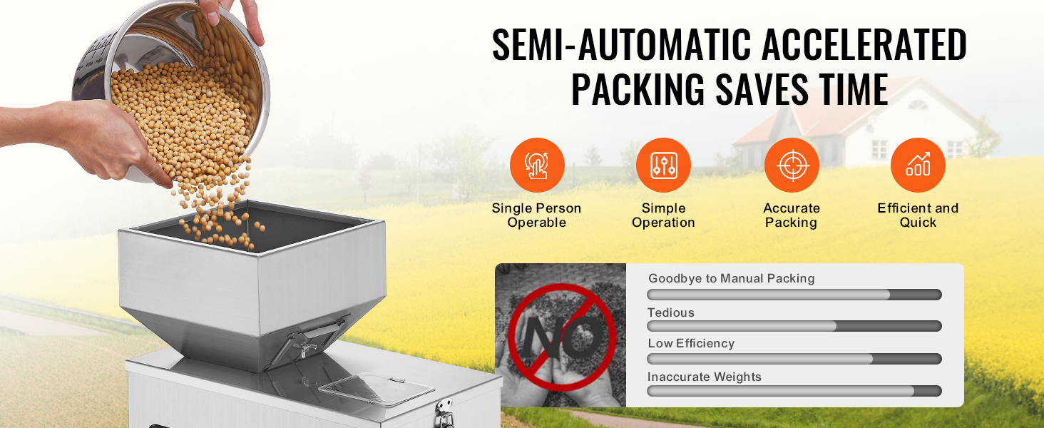 VEVOR powder filling machine, semi-automatic, single person operable, accurate packing, efficient.