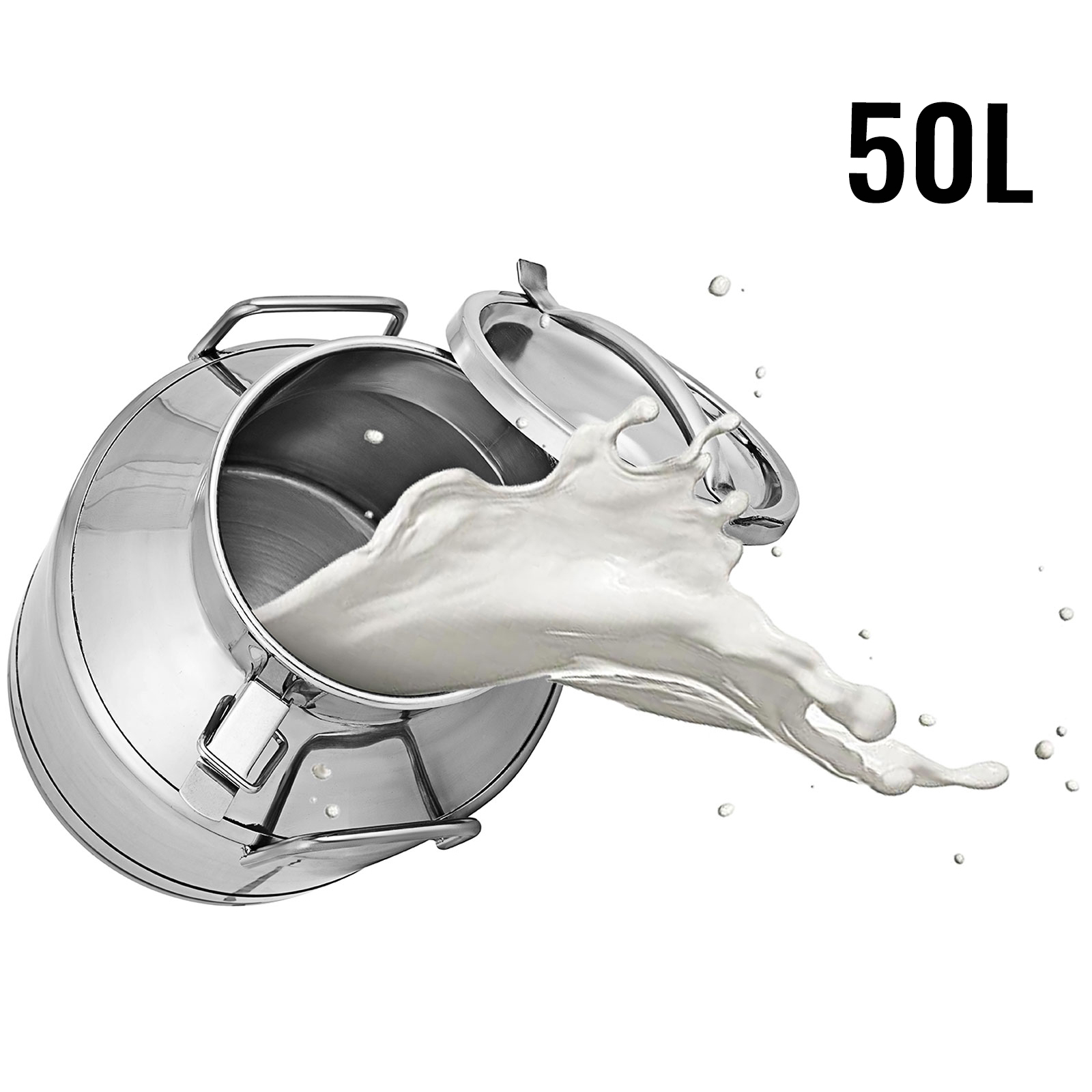 VEVOR stainless steel milk can pouring milk with 50l capacity.