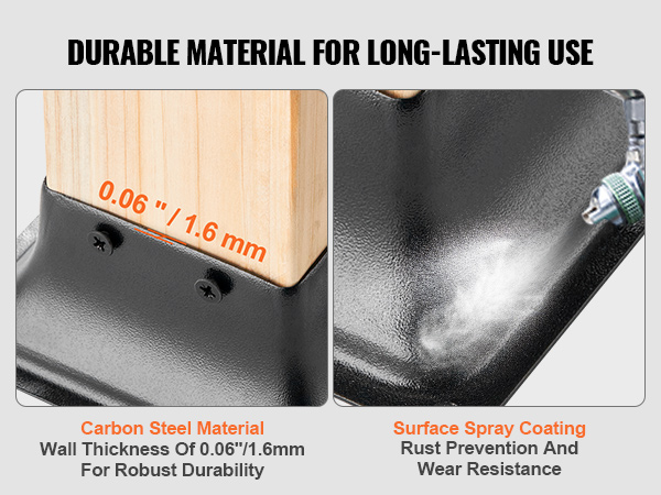 durable VEVOR 4x4 post base with carbon steel material and surface spray coating for rust prevention.