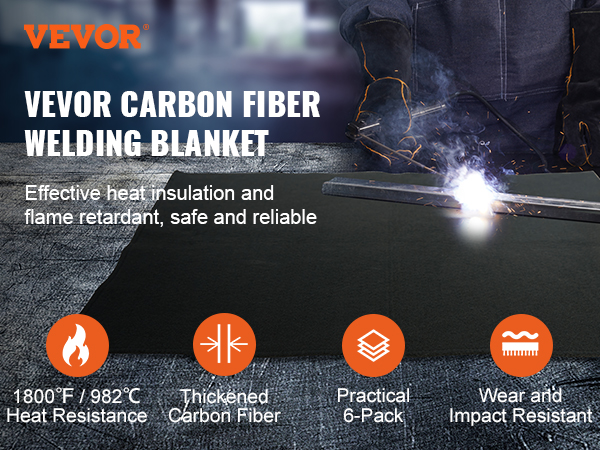 VEVOR welding blanket in action, showcasing its heat insulation, flame retardant, and wear resistance features.