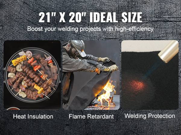 VEVOR welding blanket in use for flame retardant protection, ideal at 21"x20" with heat insulation benefits.