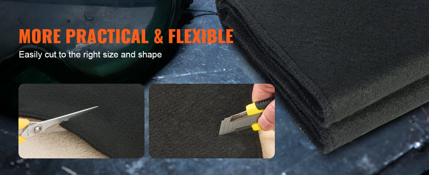 VEVOR welding blanket - practical and flexible fabric, easily cut with scissors and a utility knife.