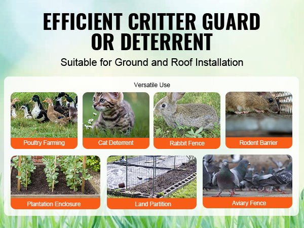 efficient critter guard for poultry, cats, rabbits, rodents, plantations, land, and aviaries.