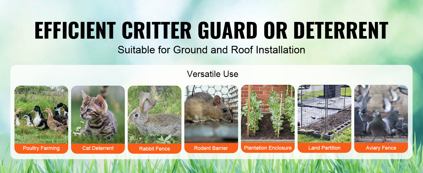 efficient critter guard for poultry, cats, rabbits, rodents, plantations, land, and aviaries.