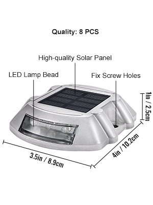 VEVOR solar driveway lights with led lamp, high-quality solar panel, 8 pcs.