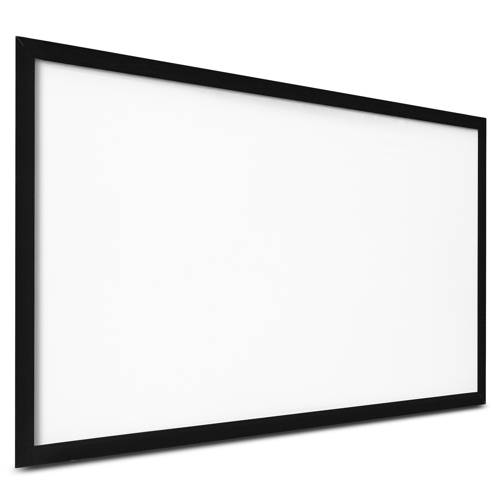 VEVOR projector screen with black frame and white surface.
