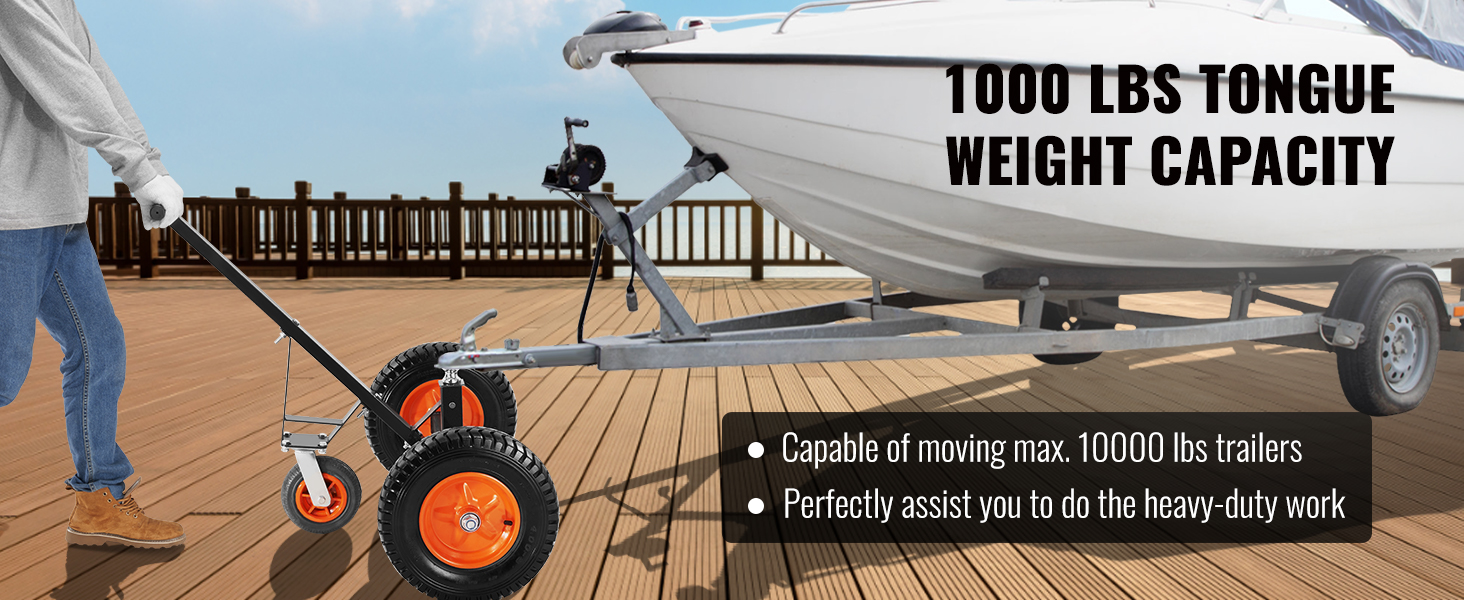 VEVOR piekabe-ratiņi laivas pārvietošanai uz koka piestātnes ar 1000 mārciņu telitas celtspēju.