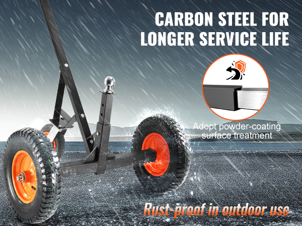 VEVOR piekabes ratiņi ar oglekļa tērauda rāmi, nerūsējoši lietošanai ārpus telpām ar pulverkrāsotu virsmu.