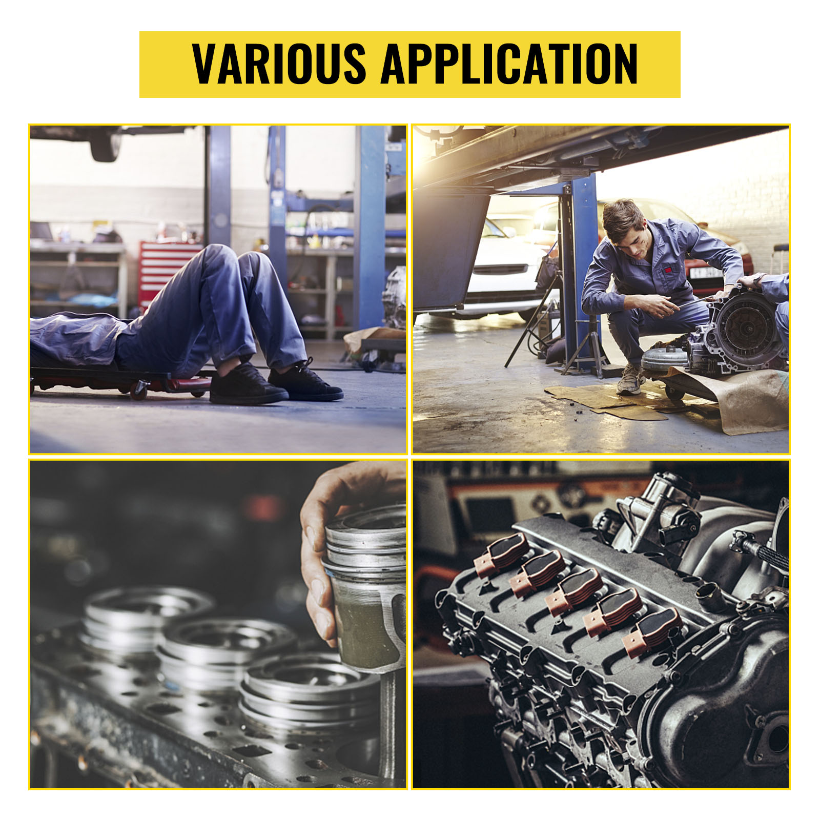 various applications of VEVOR cylinder liner puller in automotive repair workshops.
