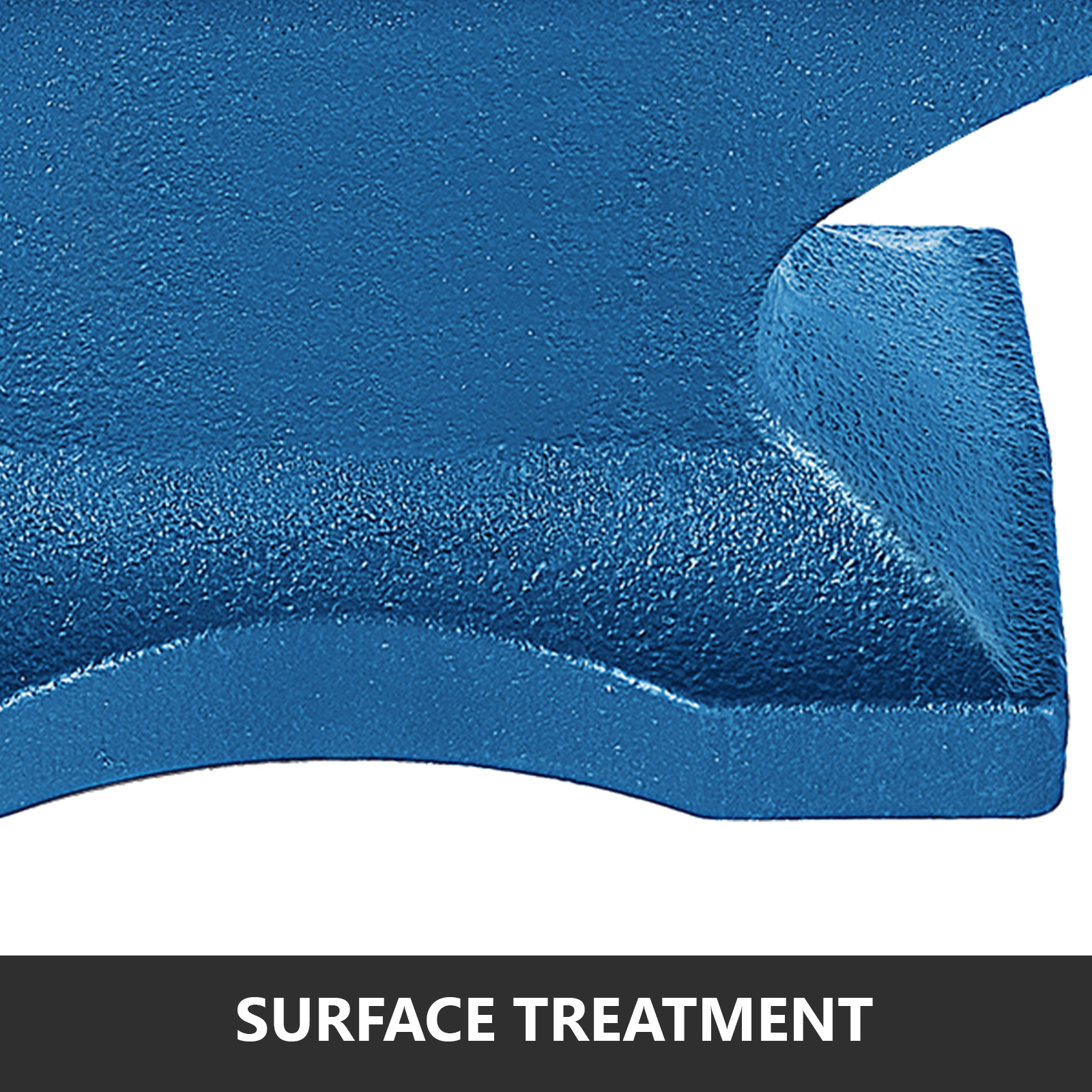 close-up of VEVOR anvil with blue surface treatment.