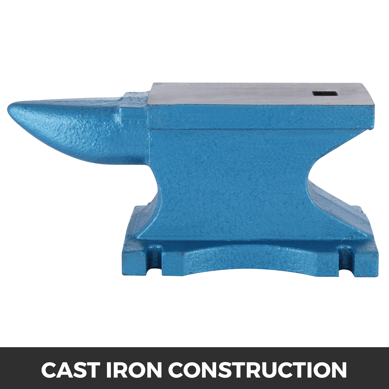 blue VEVOR single horn anvil with cast iron construction.