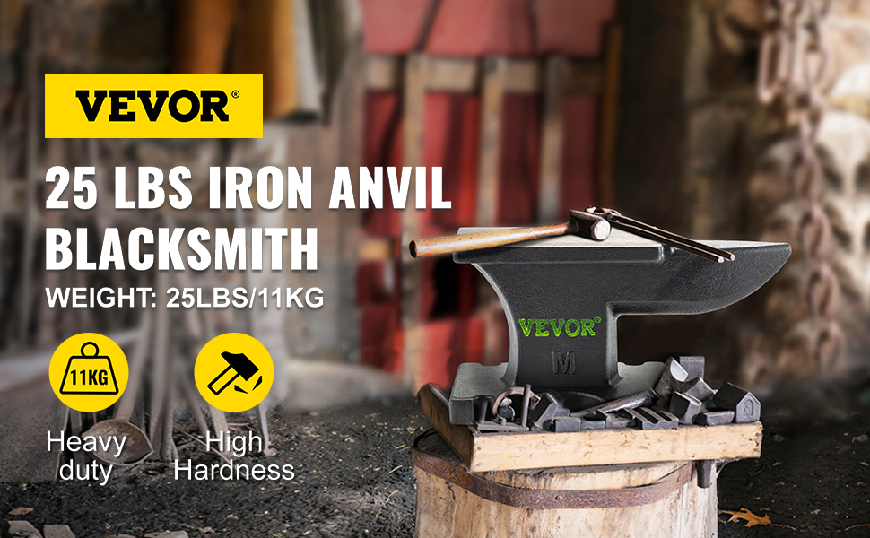 VEVOR cast iron anvil 25 lbs for blacksmiths, heavy duty with high hardness.
