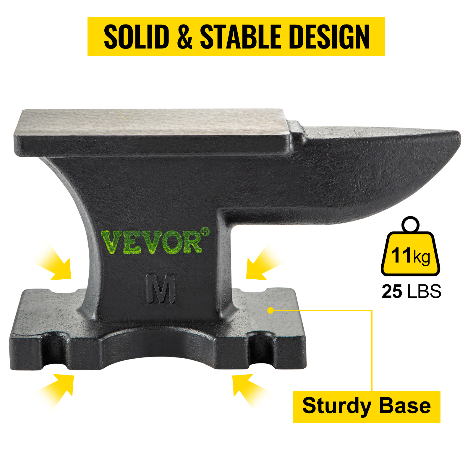 VEVOR cast iron anvil with 25 lbs sturdy base and solid design.