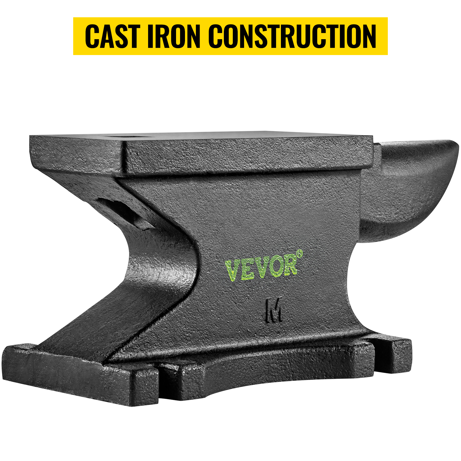 VEVOR cast iron anvil with flat top and rounded horn, featuring sturdy construction.