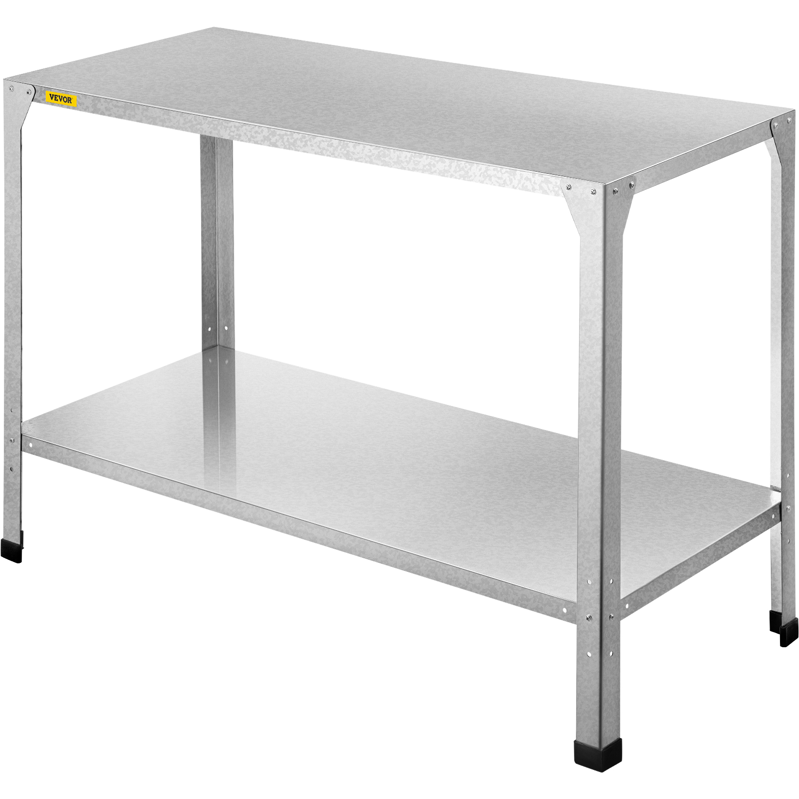 VEVOR potting bench with two shelves and sturdy metal construction.
