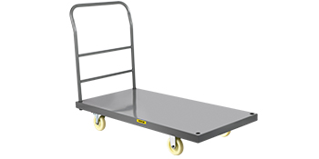 gray VEVOR platform truck with a metal handle and yellow wheels on a white background.