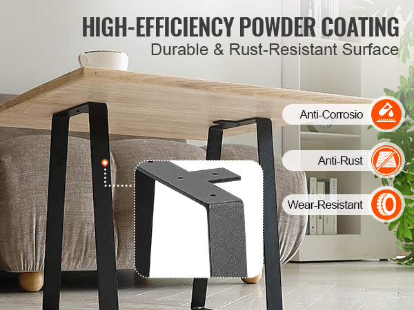 high-efficiency powder-coated VEVOR table legs with anti-corrosion, anti-rust, and wear-resistant features.