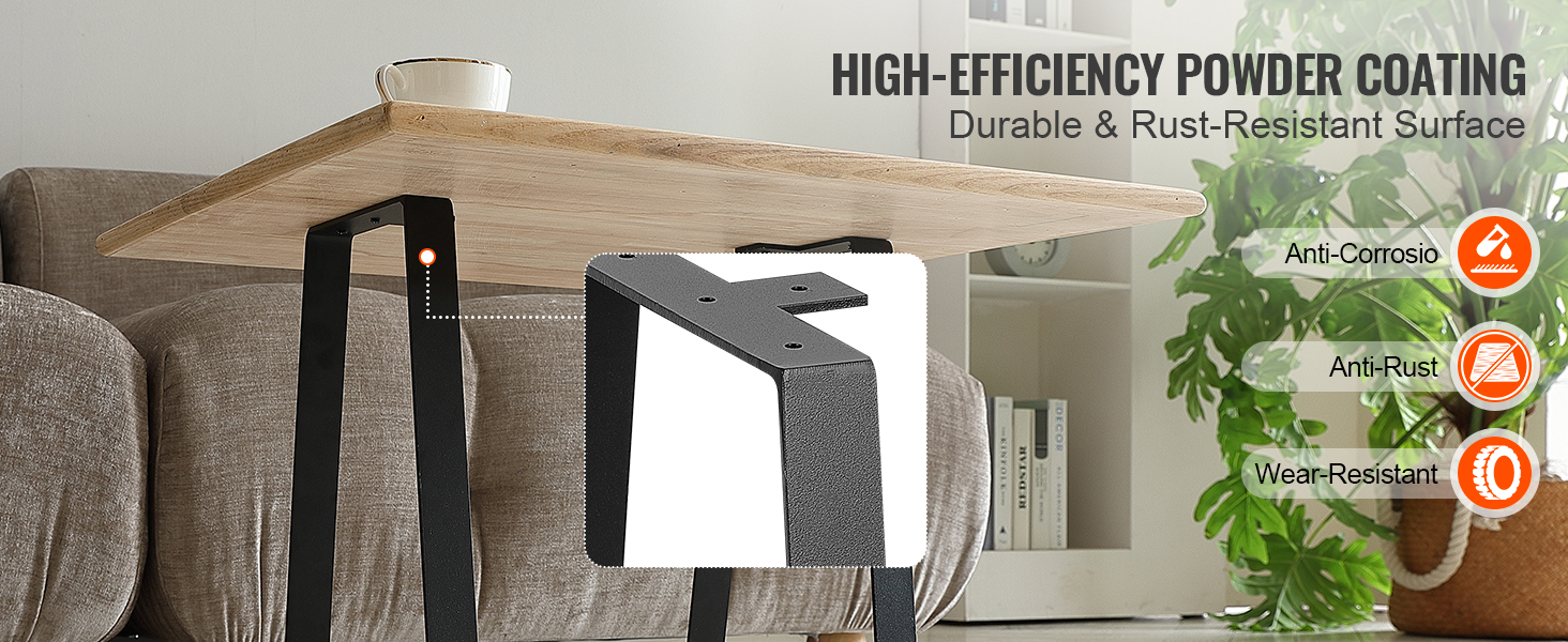 high-efficiency powder-coated VEVOR table legs with anti-corrosion, anti-rust, and wear-resistant features.