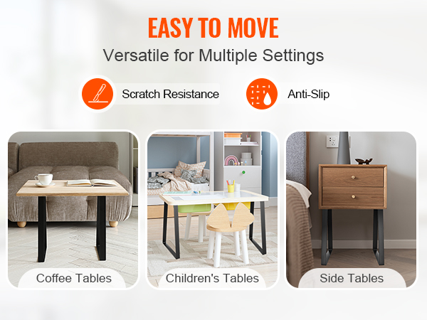 easy to move VEVOR table legs for coffee tables, children's tables, and side tables, scratch resistant and anti-slip.