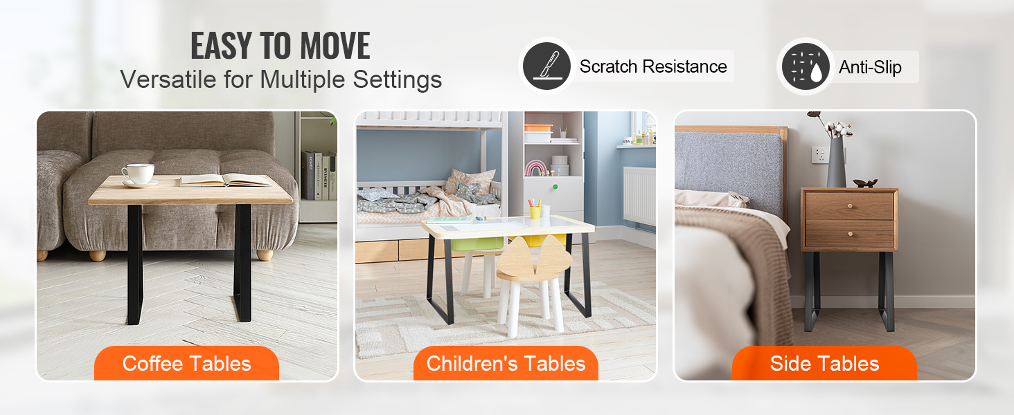 easy to move VEVOR table legs for coffee tables, children's tables, and side tables, scratch resistant and anti-slip.