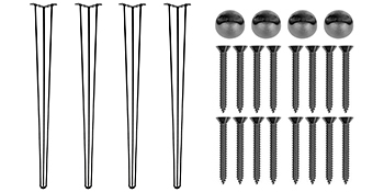 VEVOR hairpin table legs set with legs, screws, and protective caps.