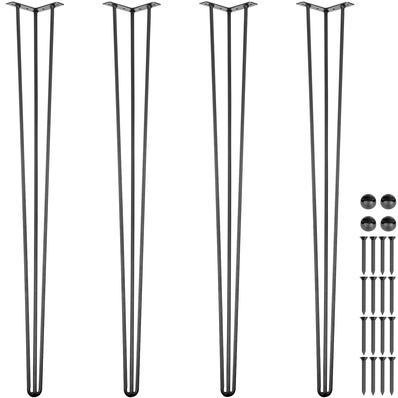 VEVOR hairpin table legs, set of four with screws and floor protectors.