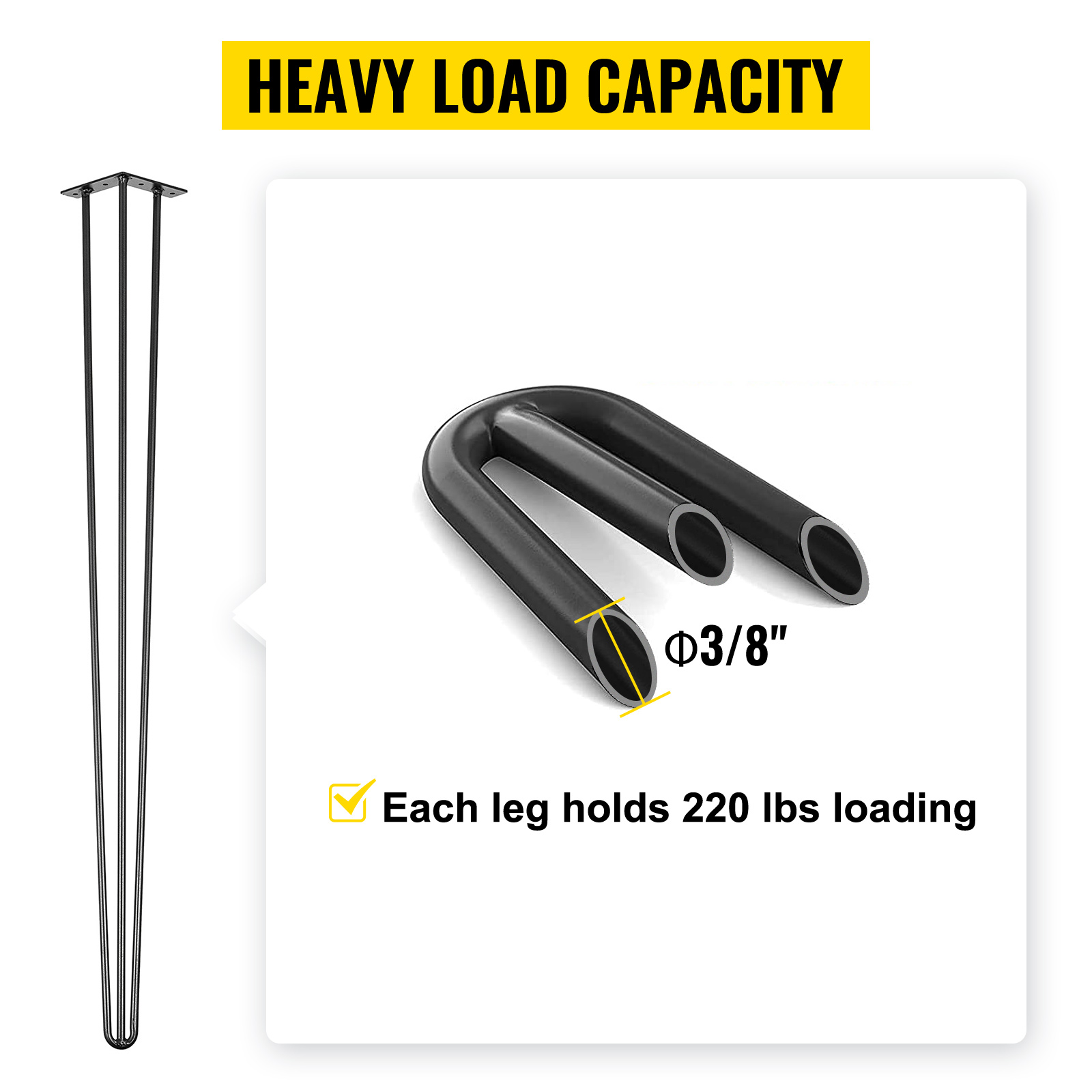 VEVOR hairpin table legs, heavy load capacity, φ3/8", each holds 220 lbs.
