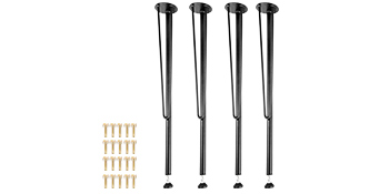 VEVOR hairpin table legs set with screws, 4 black legs side by side.