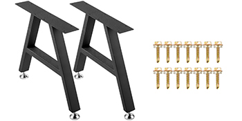 black VEVOR metal table legs set with 12 screws for assembly.