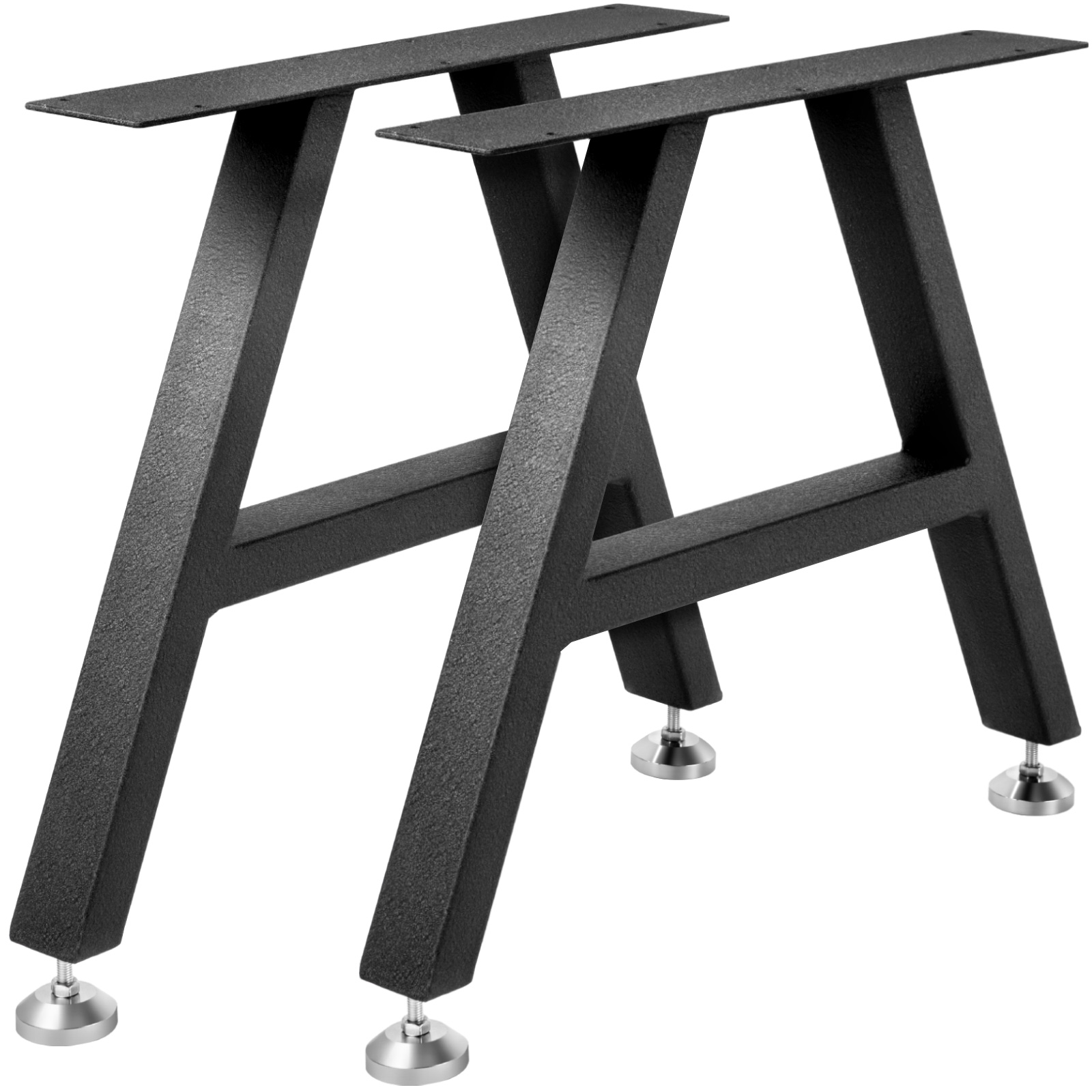 black VEVOR metal table legs with adjustable feet for stability on surfaces.
