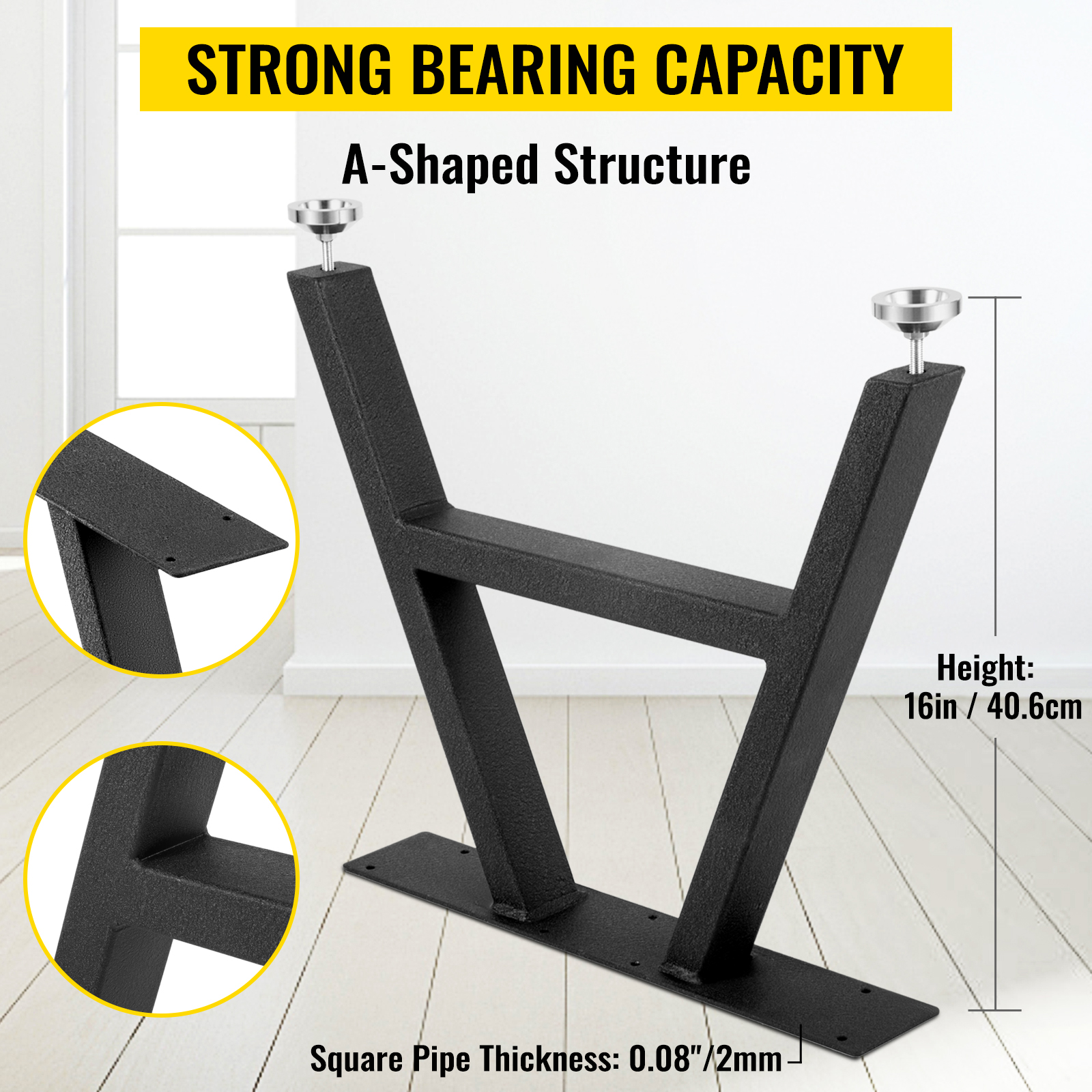 a-shaped VEVOR metal table legs with strong bearing capacity, height 16 inches.