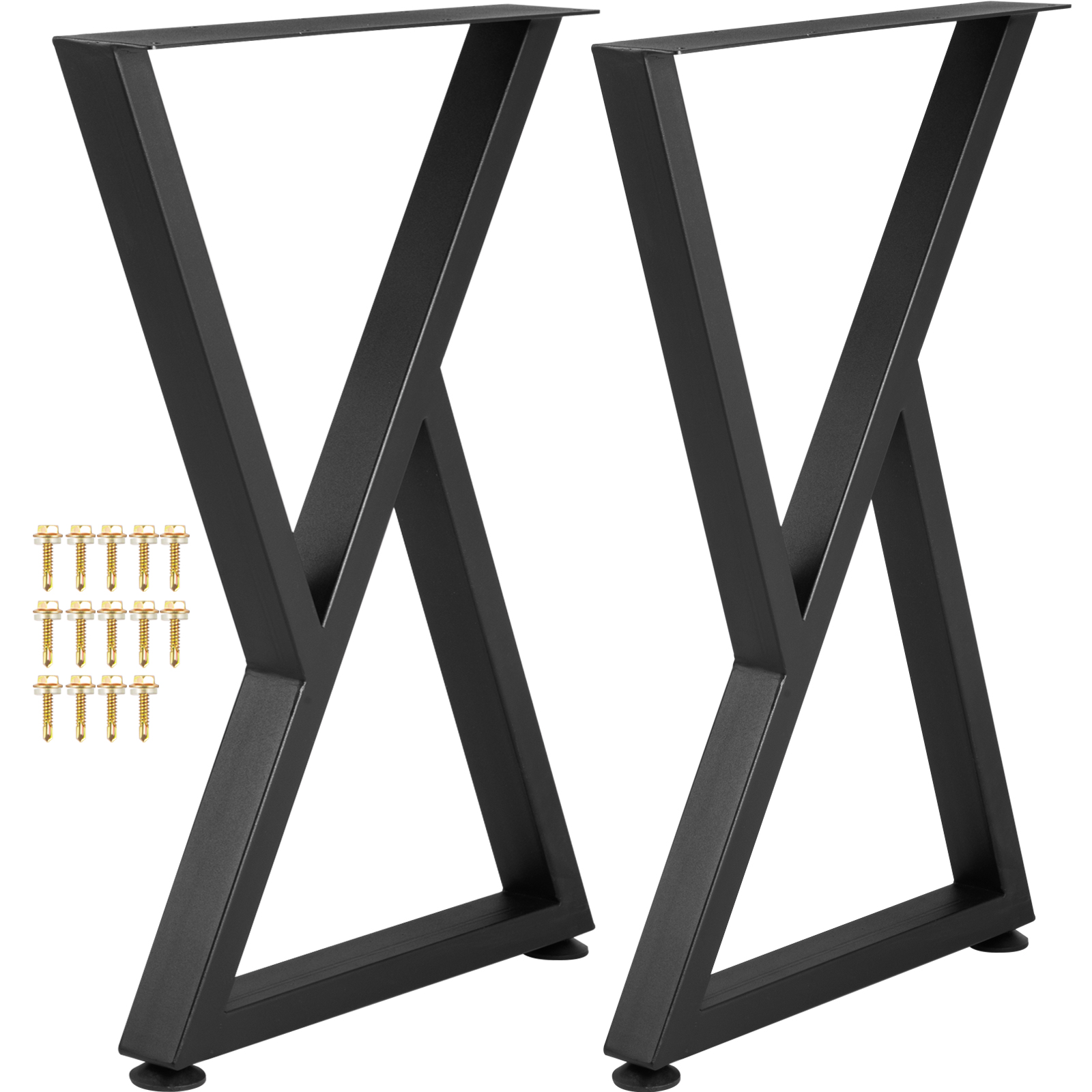 black VEVOR metal table legs set with screws for easy assembly, modern x-frame design.