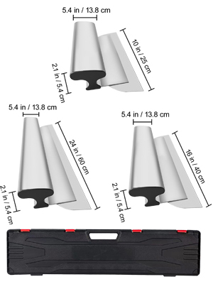 VEVOR skimming blade set with three blades of various sizes and a black carrying case.