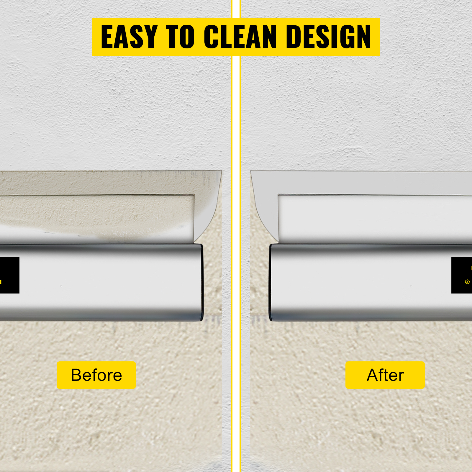 VEVOR skimming blade before and after cleaning comparison, highlighting an easy-to-clean design.