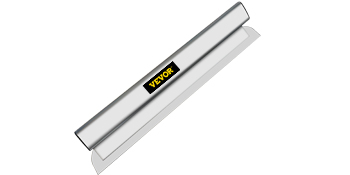 silver VEVOR skimming blade with black and yellow VEVOR logo, reflective surface, angled view.