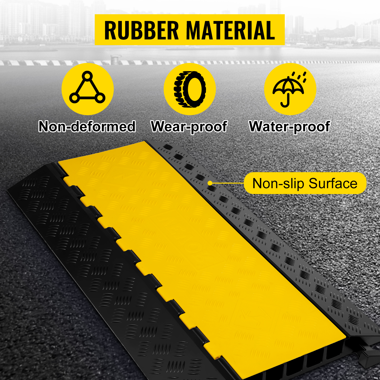 VEVOR 5 channel cable protectors with non-slip surface and rubber material on road