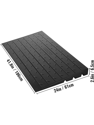 VEVOR rubber threshold ramp, 41.8x24x2.6 inches with dimensions labeled.