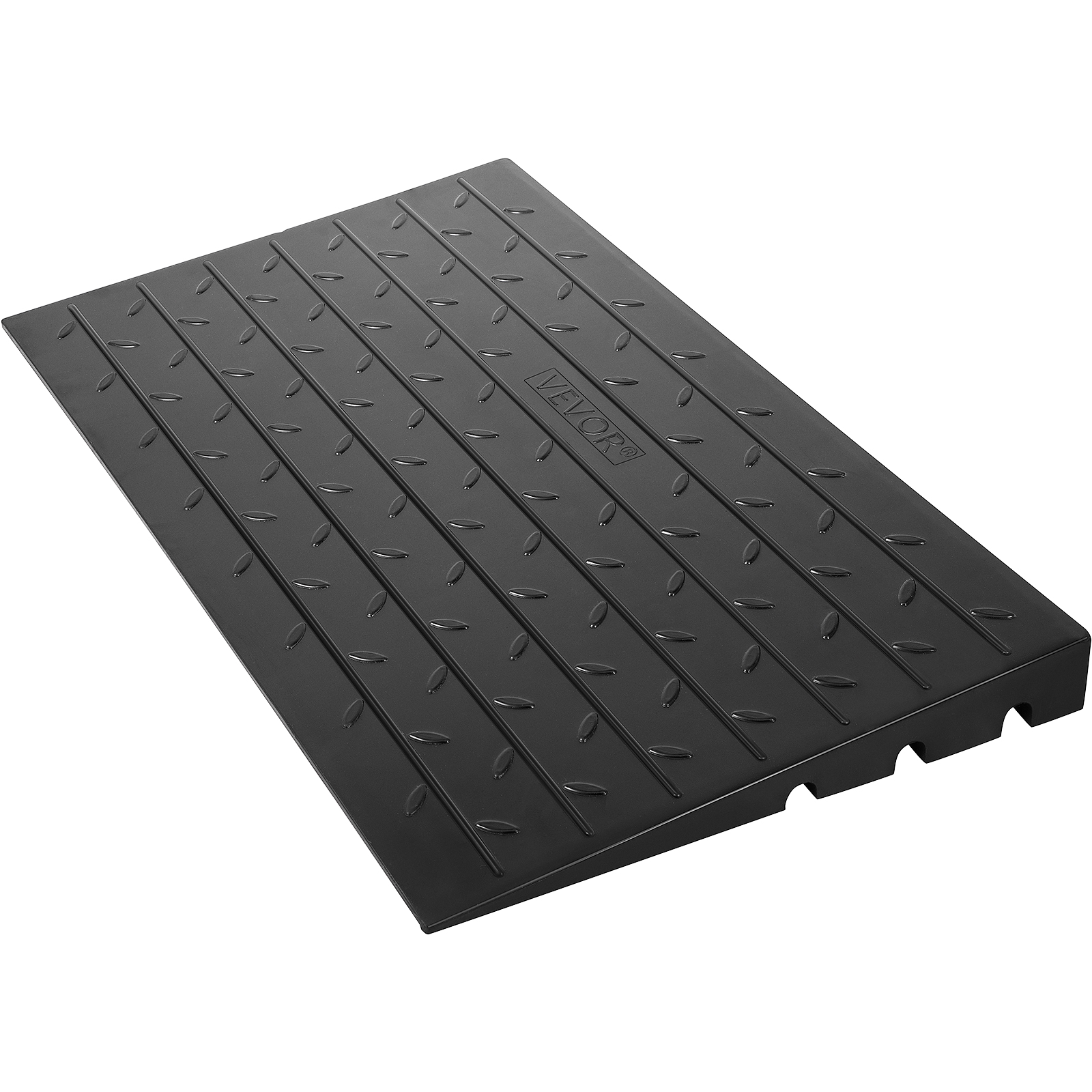 VEVOR rubber threshold ramp, black with textured surface and beveled edges.
