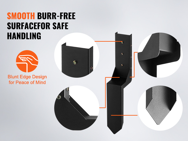 smooth burr-free VEVOR fence post anchor kit with blunt edge design for safe handling.